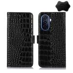 For Huawei Enjoy 50 CN / nova Y70 Plus / Y70 4G CN Crocodile Top Layer Cowhide Leather Phone Case(Black)