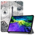 For iPad Pro 11 inch 2020 Custer Painted PU Leather Tablet Case with Sleep / Wake-up Function & 3-Fold Holder(Retro Tower)