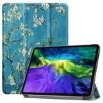 For iPad Pro 11 inch 2020 Custer Painted PU Leather Tablet Case with Sleep / Wake-up Function & 3-Fold Holder(Apricot Blossom)