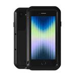 For iPhone SE 2022 / SE 2020 / 8 / 7 LOVE MEI Metal Shockproof Life Waterproof Dustproof Protective Phone Case with Glass(Black)