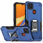 For Xiaomi Redmi 9C Ring Holder Non-slip Shockproof Armor Phone Case(Blue)