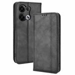 For OPPO Reno8 Magnetic Buckle Retro Crazy Horse Leather Phone Case(Black)