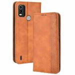 For Nokia C21 Plus Magnetic Buckle Retro Crazy Horse Leather Phone Case(Brown)