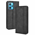 For OnePlus Nord CE 2 Lite 5G/OPPO Realme 9 Pro/9 5G Magnetic Buckle Retro Crazy Horse Leather Phone Case(Black)