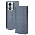 For OnePlus Nord 2T Magnetic Buckle Retro Crazy Horse Leather Phone Case(Blue)