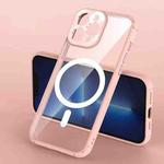 For iPhone 13 Soft Shield MagSafe Magnetic Acrylic Transparent PC Phone Case(Pink)