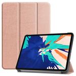 For iPad Pro 12.9 inch 2020 Custer Teature Smart Tablet Holster with Sleep / Wake-up Function & 3-Fold Holder(Rose Gold)