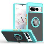 For Google Pixel 7 Pro Q Shadow 1 Series TPU + PC Phone Case with Ring(Sky Blue)