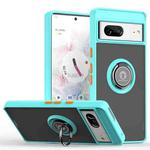 For Google Pixel 7 Q Shadow 1 Series TPU + PC Phone Case with Ring(Sky Blue)