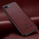 Pasted Leather Litchi Texture TPU Phone Case For iPhone 8 Plus / 7 Plus(Wine Red)