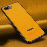 Pasted Leather Litchi Texture TPU Phone Case For iPhone 8 Plus / 7 Plus(Khaki Yellow)