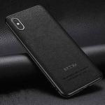 Pasted Leather Litchi Texture TPU Phone Case For iPhone XS / X(Black)