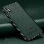Pasted Leather Litchi Texture TPU Phone Case For iPhone XS / X(Dark Green)