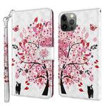 For iPhone 14 Pro 3D Painting Pattern Flip Leather Phone Case (Cat Under The Tree)