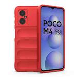 For Xiaomi Poco M4 5G Magic Shield TPU + Flannel Phone Case(Red)