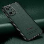 For OPPO Find X5 Pasted Leather Litchi Texture TPU Phone Case(Dark Green)