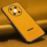 For Huawei Mate 40 Pasted Leather Litchi Texture TPU Phone Case(Khaki Yellow)
