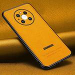 For Huawei Mate 40 Pro Pasted Leather Litchi Texture TPU Phone Case(Khaki Yellow)