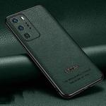 For Huawei P40 Pro Pasted Leather Litchi Texture TPU Phone Case(Dark Green)