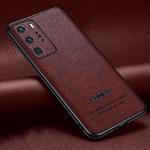 For Huawei P40 Pro Pasted Leather Litchi Texture TPU Phone Case(Wine Red)