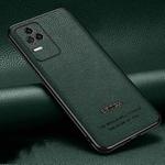 For Xiaomi Redmi K40S Pasted Leather Litchi Texture TPU Phone Case(Dark Green)