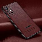 For Xiaomi Redmi Note 11 4G Foreign Pasted Leather Litchi Texture TPU Phone Case(Wine Red)