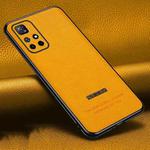 For Xiaomi Redmi Note 11 Pro 5G / 4G Pasted Leather Litchi Texture TPU Phone Case(Khaki Yellow)