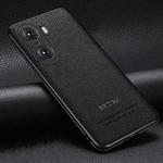 For Honor 60 Pro Pasted Leather Litchi Texture TPU Phone Case(Black)