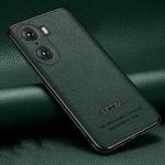 For Honor 60 Pro Pasted Leather Litchi Texture TPU Phone Case(Dark Green)