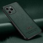 For Honor 60 SE Pasted Leather Litchi Texture TPU Phone Case(Dark Green)