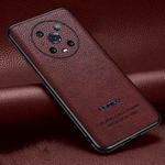 For Honor Magic4 Pro Pasted Leather Litchi Texture TPU Phone Case(Wine Red)