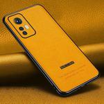 For Xiaomi 12 Pasted Leather Litchi Texture TPU Phone Case(Khaki Yellow)