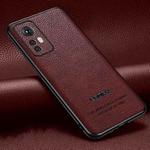 For Xiaomi 12 Pro Pasted Leather Litchi Texture TPU Phone Case(Wine Red)