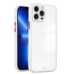 For iPhone 11 Pro Max Electroplated Button Two-color TPU Phone Case (White)