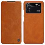 For Xiaomi Poco M4 Pro NILLKIN QIN Series Crazy Horse Texture Leather Phone Case(Brown)