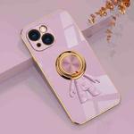 For iPhone 13 6D Plating Astronaut Ring Kickstand Phone Case(Light Purple)