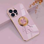 For iPhone 12 mini 6D Plating Astronaut Ring Kickstand Phone Case (Light Purple)