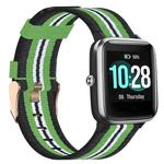 For ID205 19mm Nylon Braided Watch Band(Black+Green)