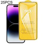 For iPhone 14 Pro 25pcs 9D Full Glue Full Screen Tempered Glass Film