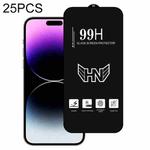 For iPhone 14 Pro 25pcs High Aluminum Large Arc Full Screen Tempered Glass Film