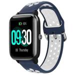 For ID205 / Willful SW021 19mm Silicone Two-color Sports Watch Band(Dark Blue+White)