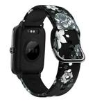 For ID205 / Willful SW021 19mm Silicone Printing Watch Band(Black Grey Flower)