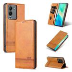 For vivo S15 AZNS Magnetic Calf Texture Leather Phone Case(Light Brown)