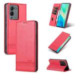 For vivo S15 AZNS Magnetic Calf Texture Leather Phone Case(Red)