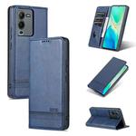 For vivo S15 Pro AZNS Magnetic Calf Texture Leather Phone Case(Dark Blu)