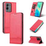 For vivo S15 Pro AZNS Magnetic Calf Texture Leather Phone Case(Red)