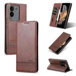 For vivo S17e AZNS Magnetic Calf Texture Leather Phone Case(Dark Brown)