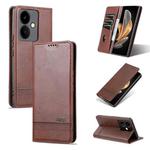 For vivo Y78+/Y78 Global AZNS Magnetic Calf Texture Leather Phone Case(Dark Brown)