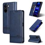 For vivo Y100i 5G AZNS Magnetic Calf Texture Leather Phone Case(Dark Blu)