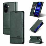 For vivo Y100i 5G AZNS Magnetic Calf Texture Leather Phone Case(Dark Green)